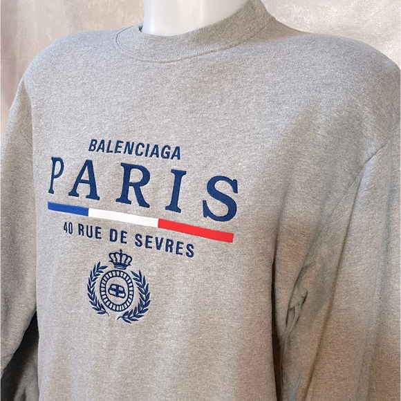 Balenciaga Other - Balenciaga Gray Crewneck with Blue and Red Details